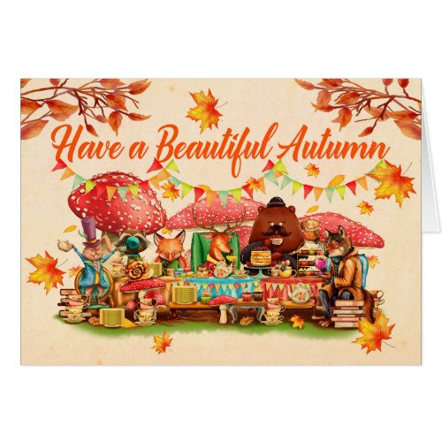 Autumn Tea Party Greeting Card