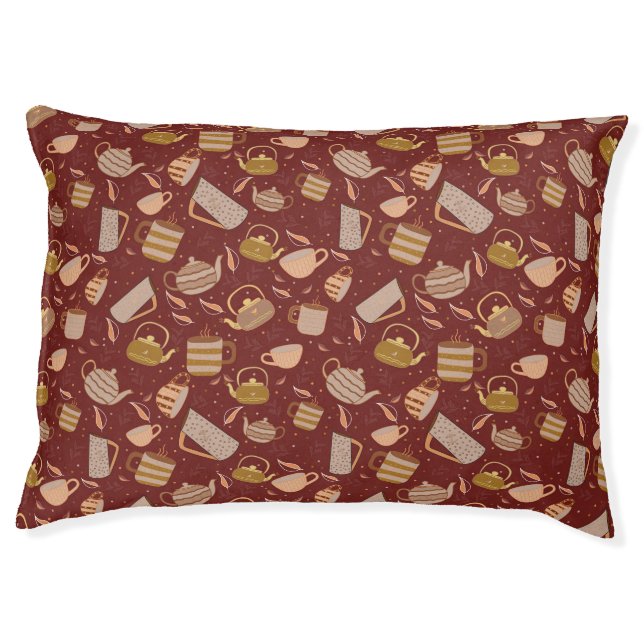 Autumn Tea Time Teapot Mug Leaf Pattern Pet Bed (Front)