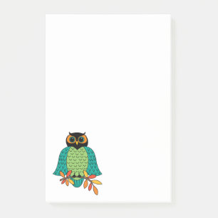 Autumn Teal Owl Large Post-it Notes