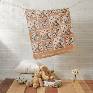 Autumn Teddy Bear Baby Cheater Quilt Blanket
