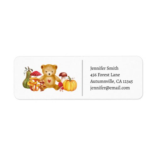 Autumn Teddy Bear Baby Shower Return Address Label