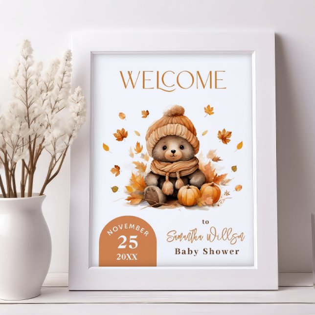 Autumn Teddy Bear Baby Shower Welcome Sign (Creator Uploaded)