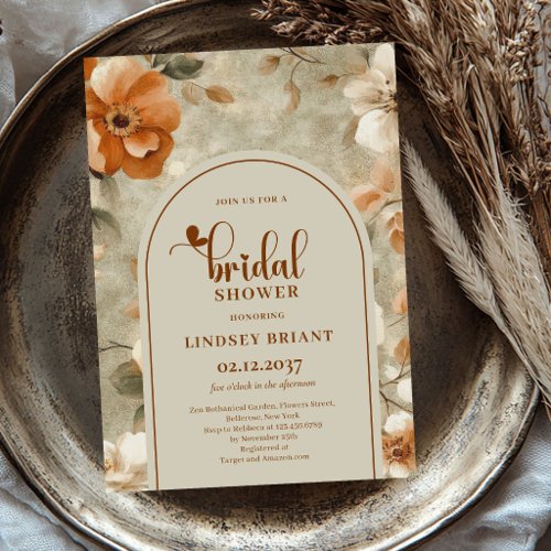 Autumn Terracotta Floral Bridal Shower Invitation