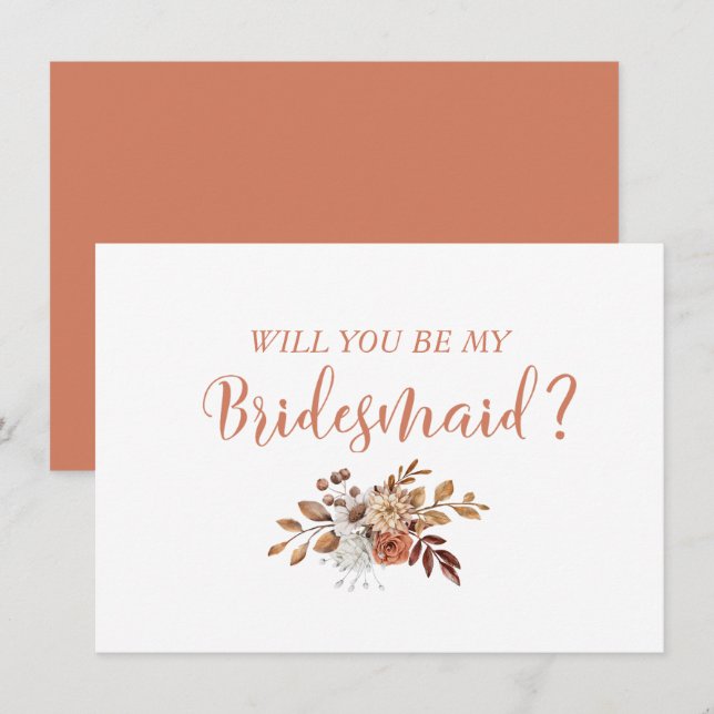 Autumn Terracotta Floral Bridesmaid Proposal (Front/Back)
