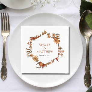  Autumn Terracotta Floral Geometric Shape Wedding Napkins