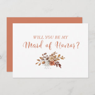 Autumn Terracotta Floral Maid of Honor Proposal