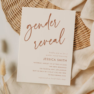 Autumn Terracotta Minimal Gender Reveal Party Invitation