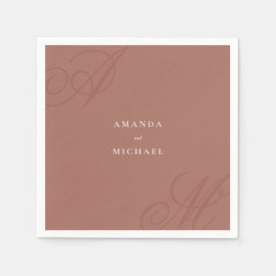Autumn Terracotta Modern Edge Elegant Monogram Napkins