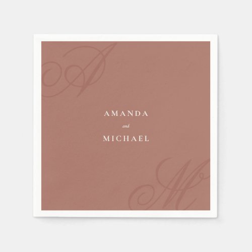 Autumn Terracotta Modern Edge Elegant Monogram Napkins