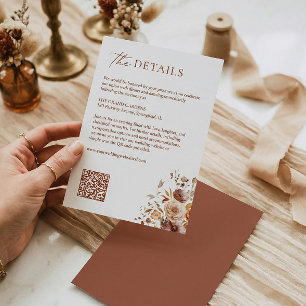 Autumn Terracotta Wedding Details QR Code Enclosure Card