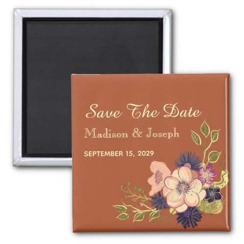 Autumn Terracotta Wedding Save The Date Invitation Magnet