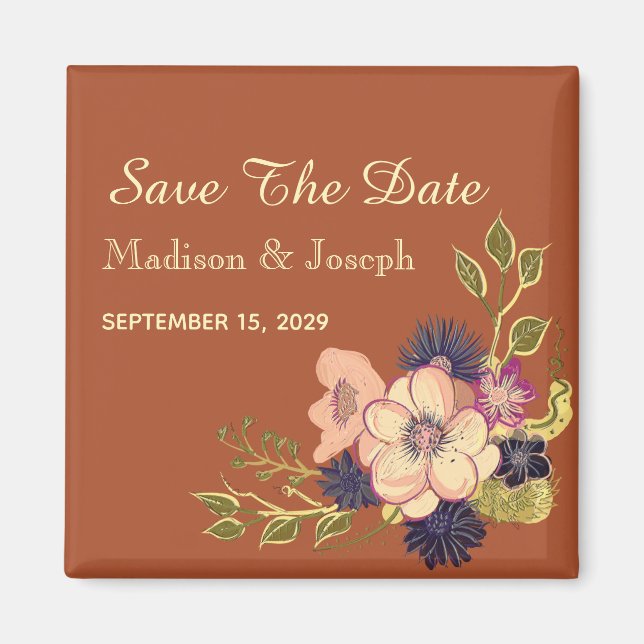 Autumn Terracotta Wedding Save The Date Invitation Magnet (Front)