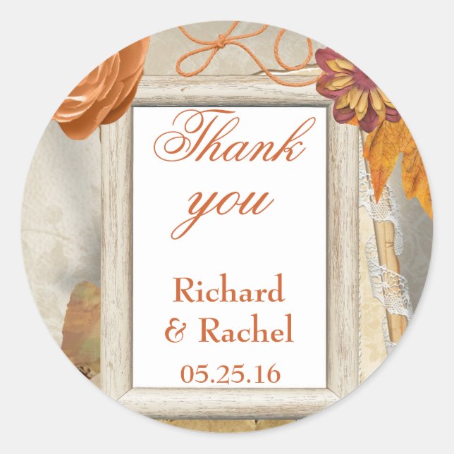 Autumn Thank you Classic Round Sticker (Front)