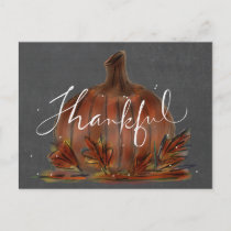 Autumn "Thankful" Pumpkin Postcard