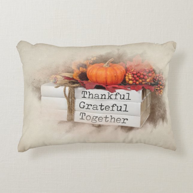 Autumn Thanksgiving Books  Accent Pillow (Front)