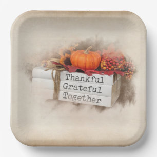 Autumn Thanksgiving Books Paper Plates