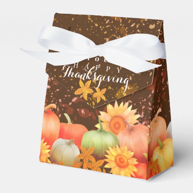Autumn Thanksgiving Brown Favor Boxes (Front Side)