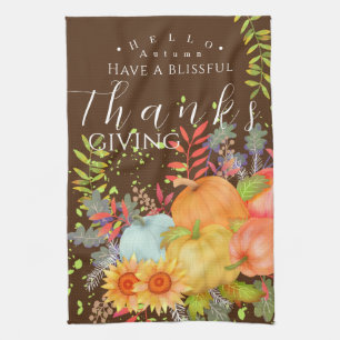 Autumn Thanksgiving Brown Kitchen Towel