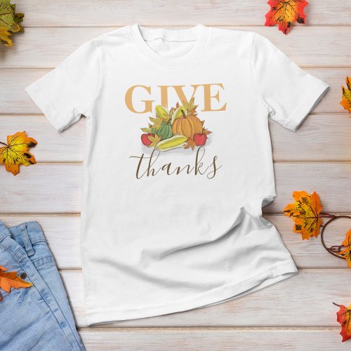 Autumn Thanksgiving Cornucopia Give Thanks  T_Shirt
