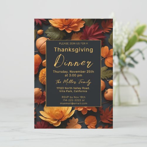 Autumn Thanksgiving Dinner  Invitation