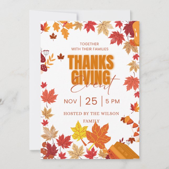 Autumn Thanksgiving Event Invitation (Front)