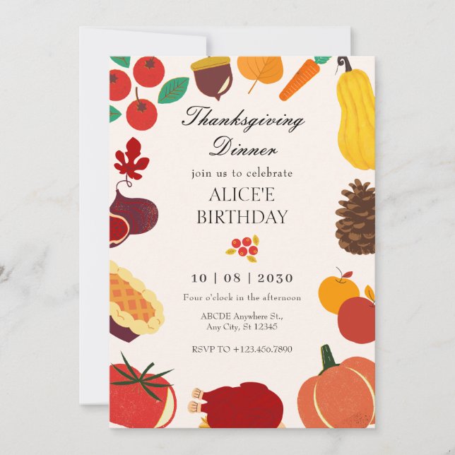 Autumn thanksgiving food Invitation (Front)