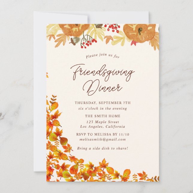 Autumn Thanksgiving Friendsgiving Invitation (Front)