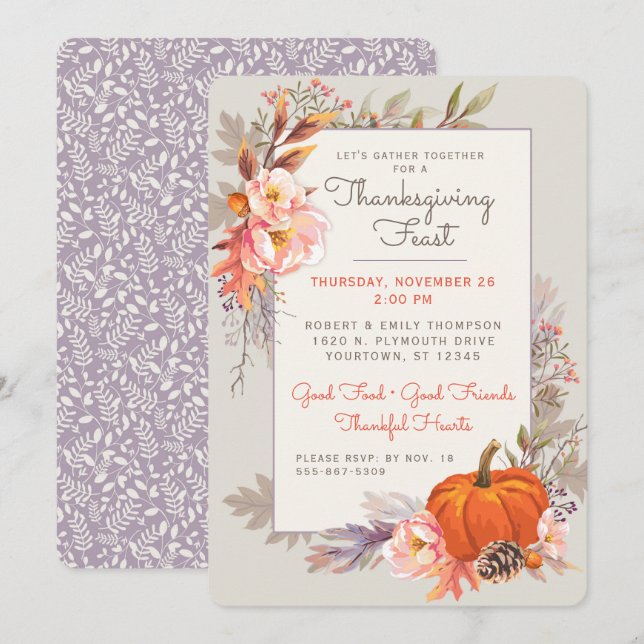 Autumn | Thanksgiving Harvest Botanical Invitation (Front/Back)