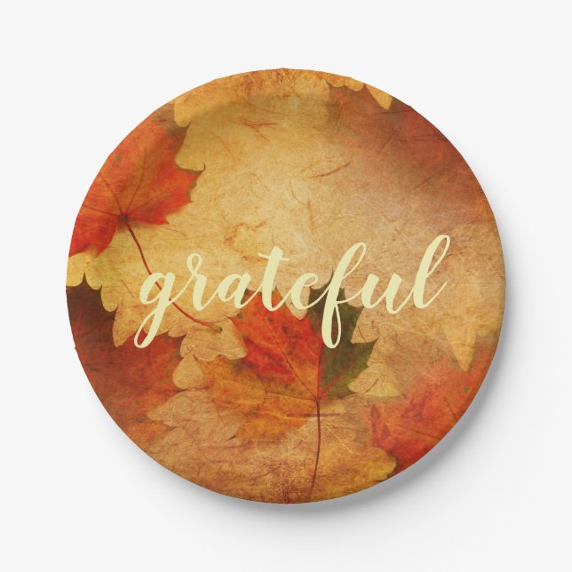 Autumn Thanksgiving Holiday Custom Paper Plates (Front)