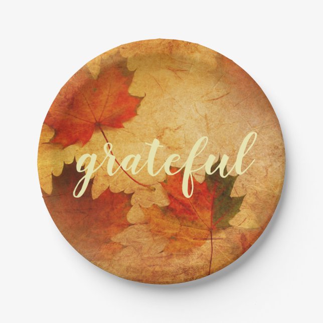 Autumn Thanksgiving Holiday Paper Plates (Front)