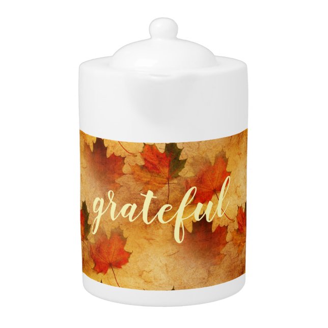 Autumn Thanksgiving Holiday Teapot (Front)