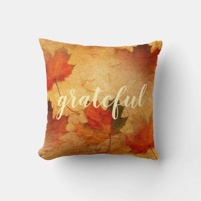 Autumn Thanksgiving Holiday Throw Pillow (Front)