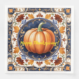 Autumn Thanksgiving Modern Pumpkin Collection Paper Dinner Napkins