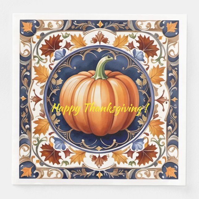 Autumn Thanksgiving Modern Pumpkin Collection Paper Dinner Napkins (Front)
