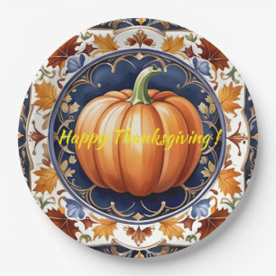 Autumn Thanksgiving Modern Pumpkin Collection Paper Plates