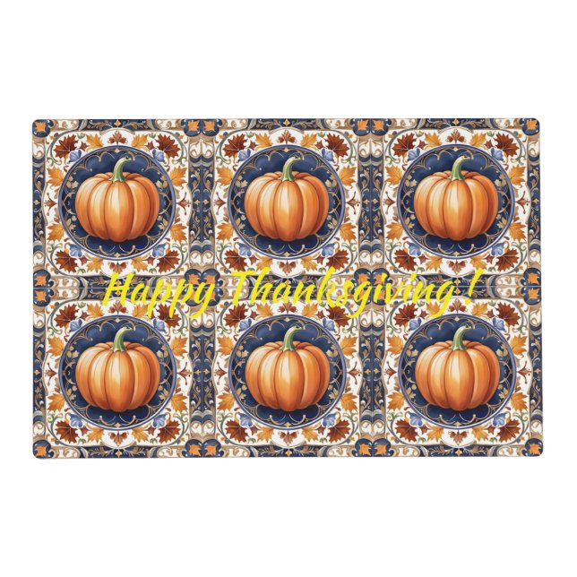 Autumn Thanksgiving Modern Pumpkin Collection Placemat (Front)