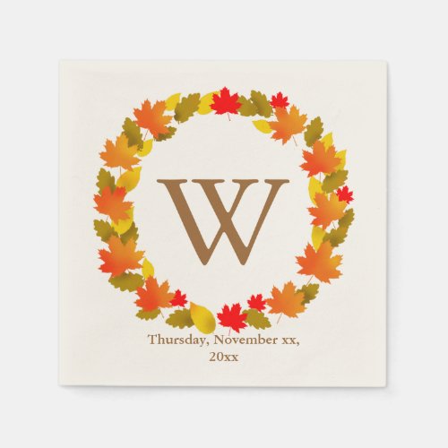 Autumn Thanksgiving Monogram Napkins