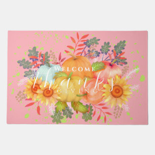 Autumn Thanksgiving Pink Doormat