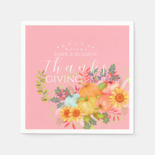 Autumn Thanksgiving Pink Napkins