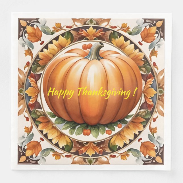 Autumn Thanksgiving Popular Pumpkin Collection Paper Dinner Napkins (Front)