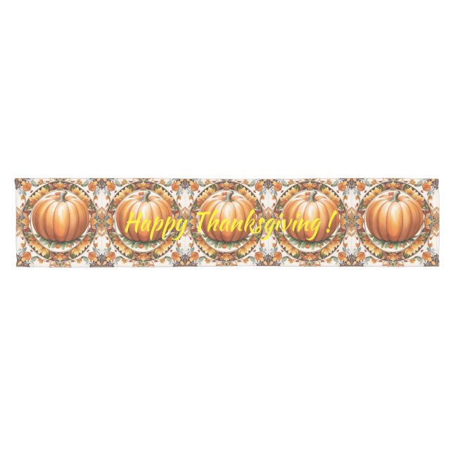 Autumn Thanksgiving Popular Pumpkin Collection Short Table Runner (Horizontal)