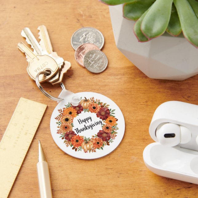 Autumn Thanksgiving Pumpkin and flowers   Keychain (Desk)