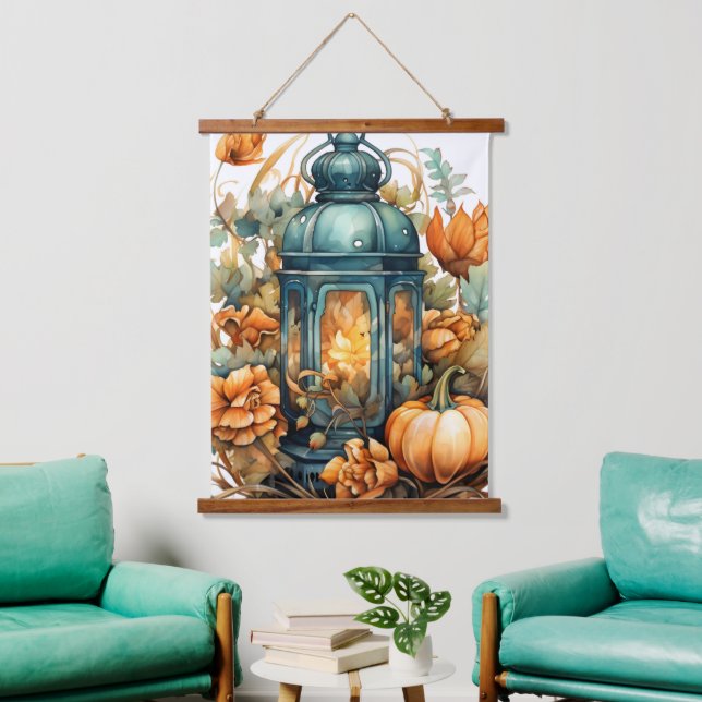 Autumn Thanksgiving Pumpkin Lantern Harvest Hanging Tapestry (Living Room)