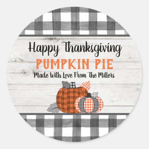 Autumn Thanksgiving  Pumpkin Pie Classic Round Sticker