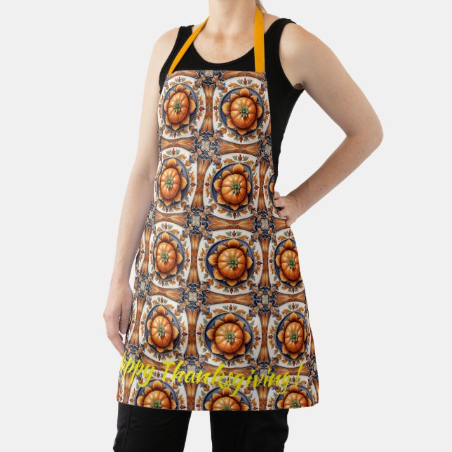 Autumn Thanksgiving Trendy Pumpkin Collection Apron (Insitu)