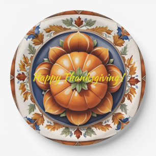 Autumn Thanksgiving Trendy Pumpkin Collection Paper Plates
