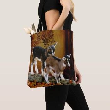 Autumn Theme Baby Goats Tote Bag by PaintedDreamsDesigns at Zazzle