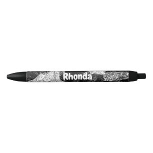 Autumn Theme Black and White Leaf Pen