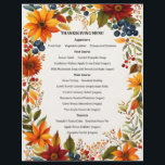 Autumn Theme Flowers & Berries Menu Invitation Letterhead<br><div class="desc">Beautiful gold,  russet,  and burgundy flowers with blue and red berries creates a beautiful frame for this autumn-themed stationery.  Could be a menu,  wedding invitation,  birthday party or anniversary party invitation,  or simply for a letter.  The menu shown is a template object and can easily be removed.</div>