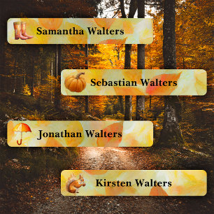 Autumn Theme Kids Name Labels